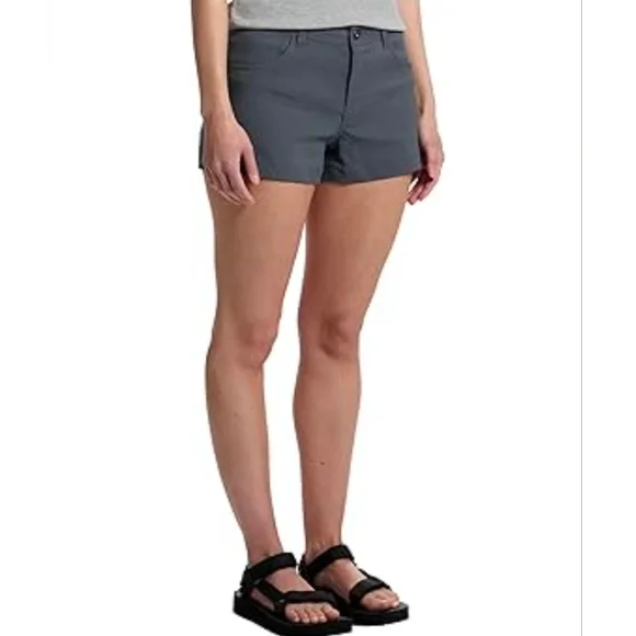 Size 12 prAna Stretch Zion Halle Shorts Thundercloud Gray Color With Pockets - Picture 2 of 9